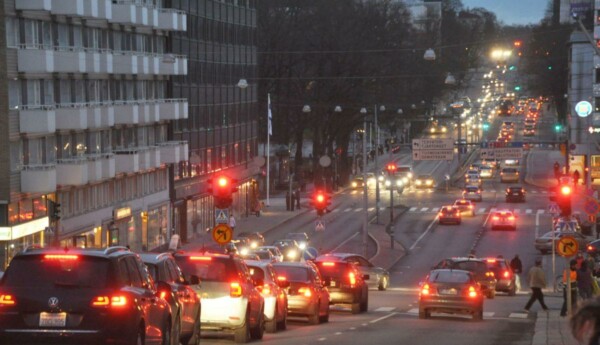 Trafik i centrum av Åbo.