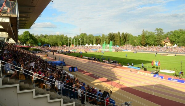 En bild på Paavo Nurmi stadion i Åbo under Paavo Nurmi Games 2019.