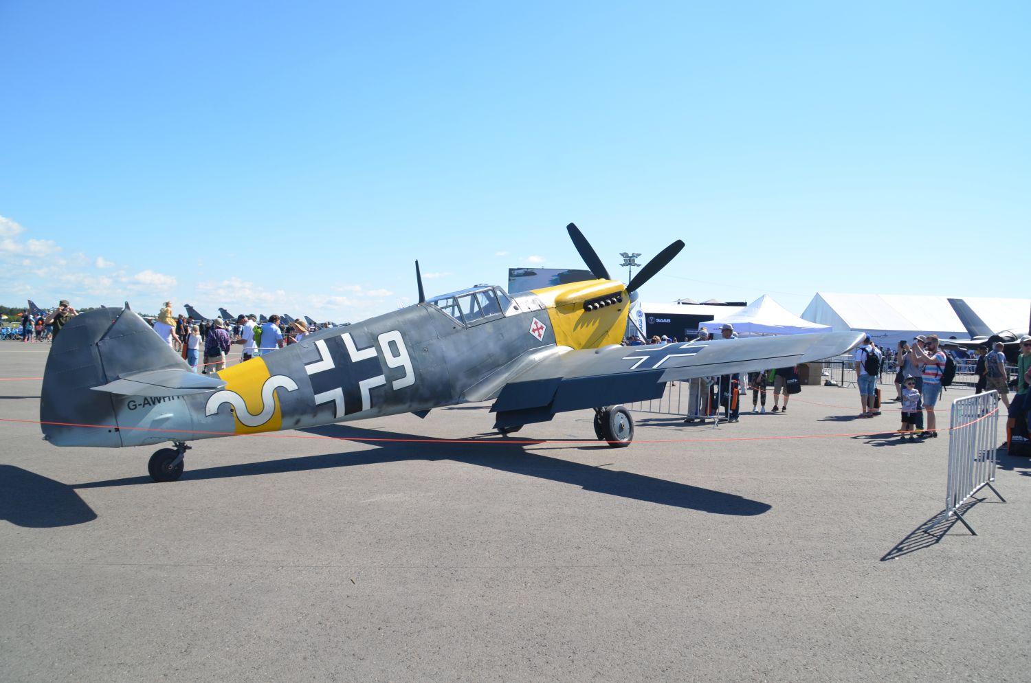 Messerschmitt Bf 109 flygplanet fotat på Turku airshow i Åbo.