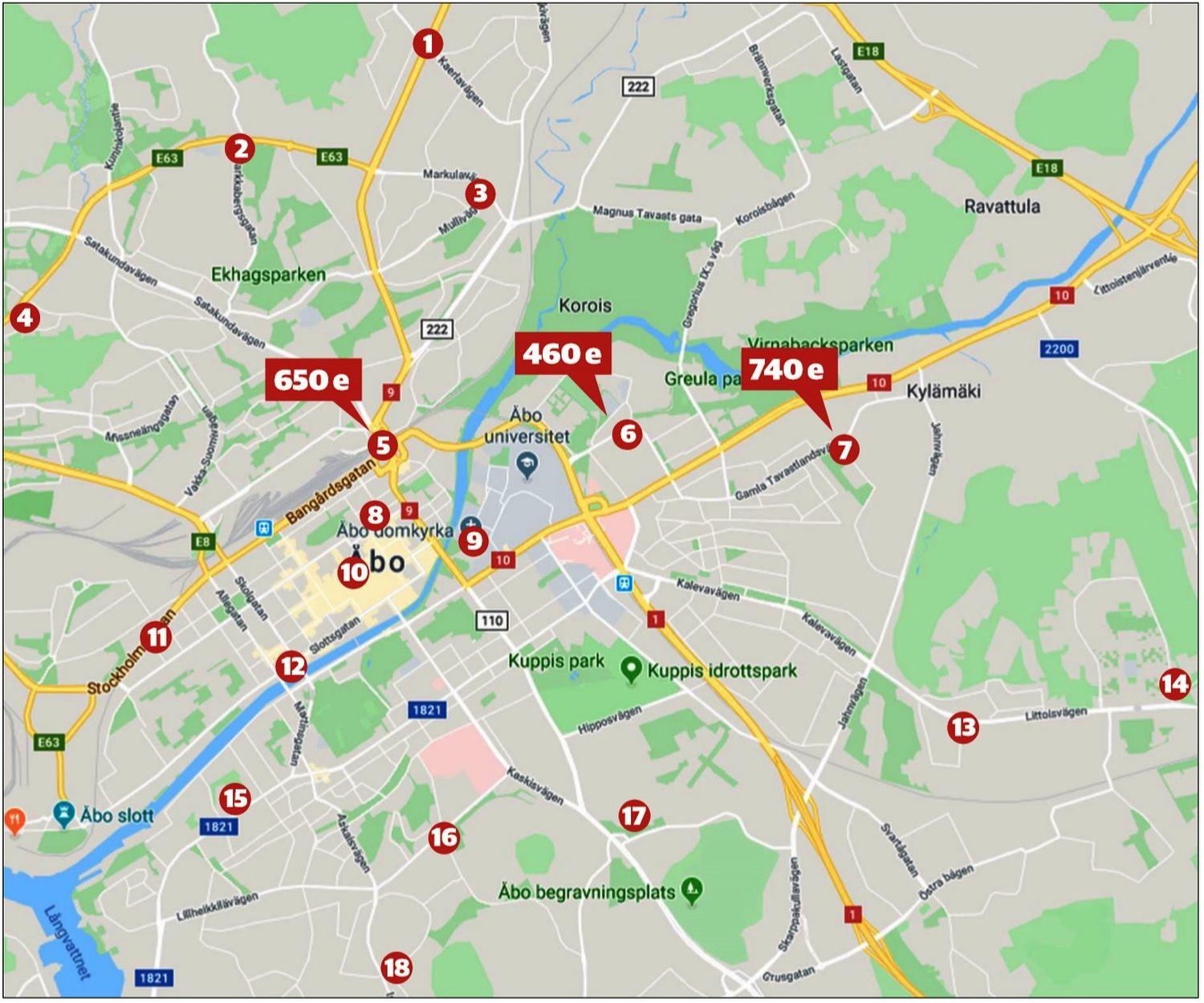 Karta över granförsäljningsplatser
