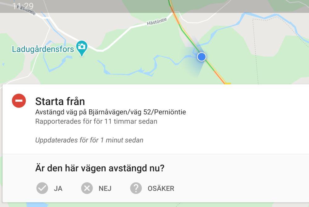 Skärmdump av vägkarta