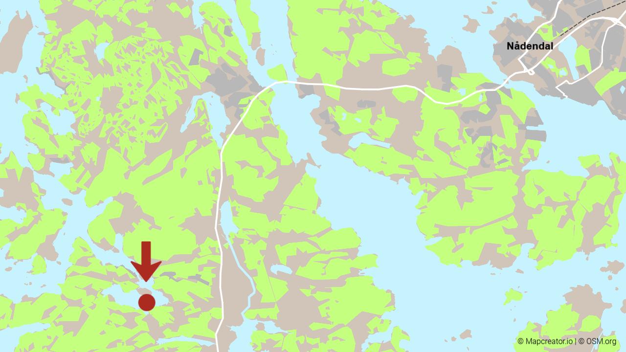 Karta över distributionsområde i Nådendal