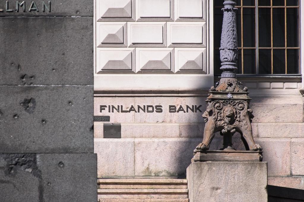 Finlands Banks byggnad, detalj av en husvägg