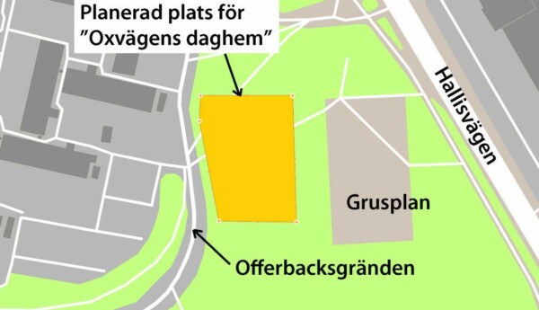 Karta över var nytt daghem kunde byggas