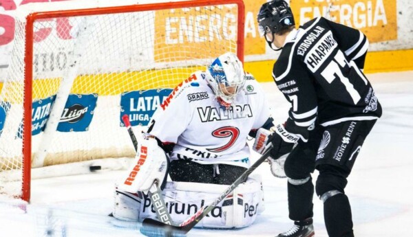 Hockeyspelare vid mål