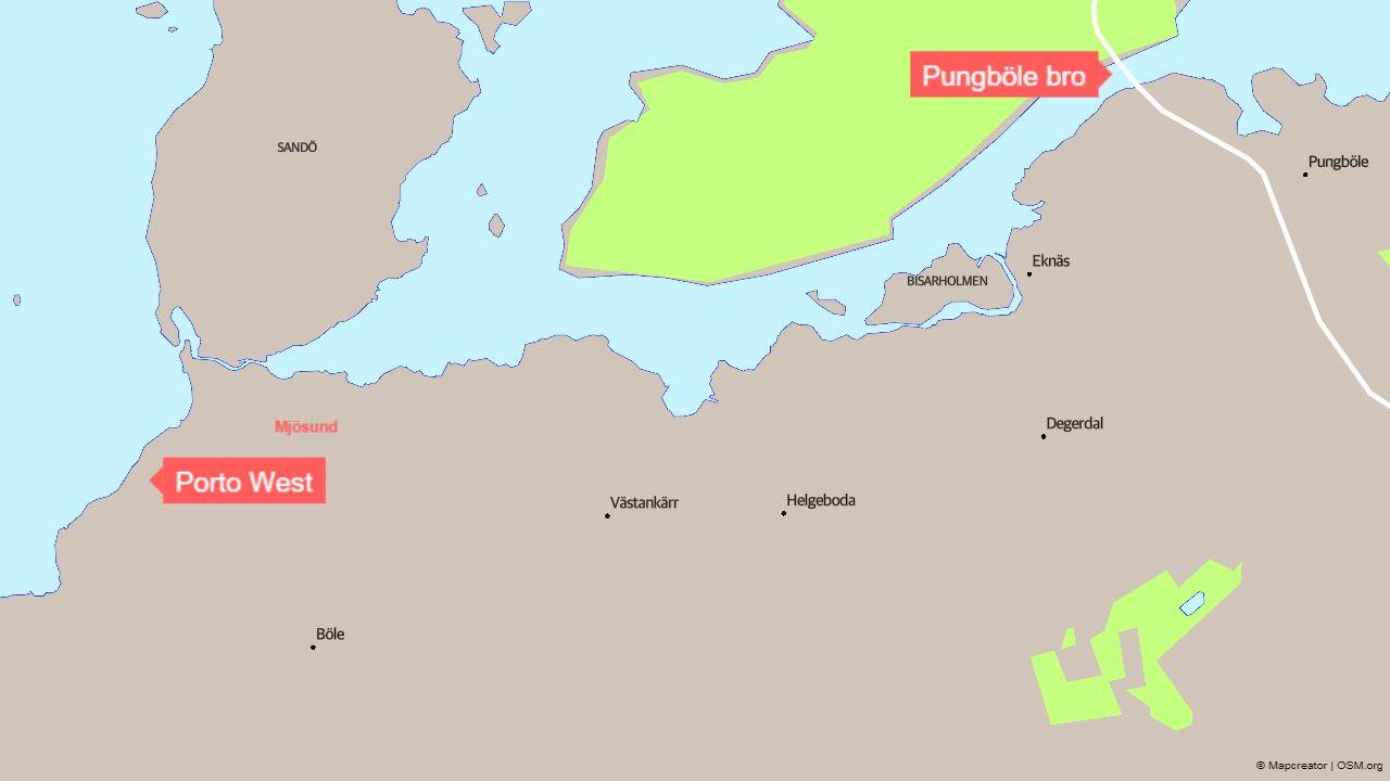 Karta över landmassa som möter skärgård