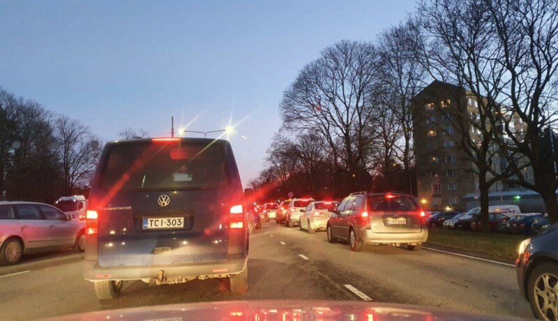 Trafikstockning på Kaskisvägen