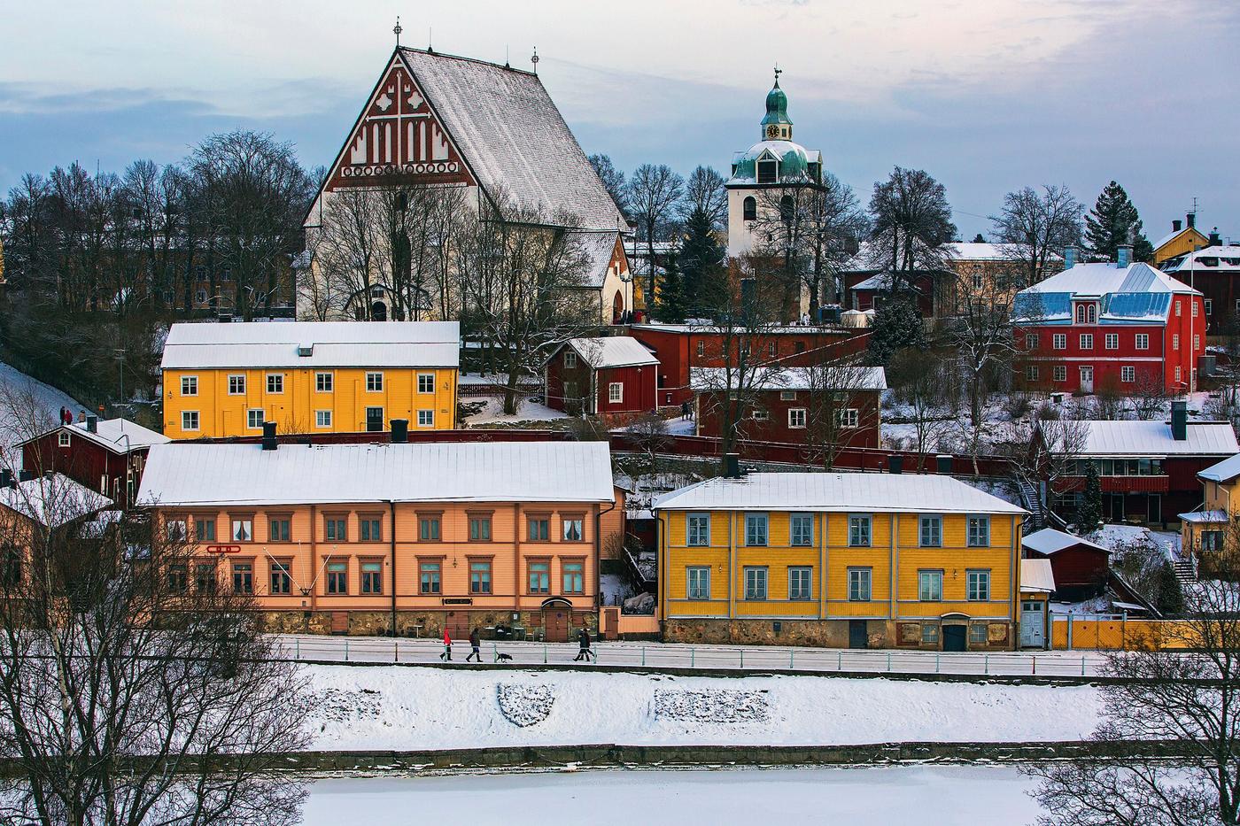 Vy över gamlastan i Borgå.