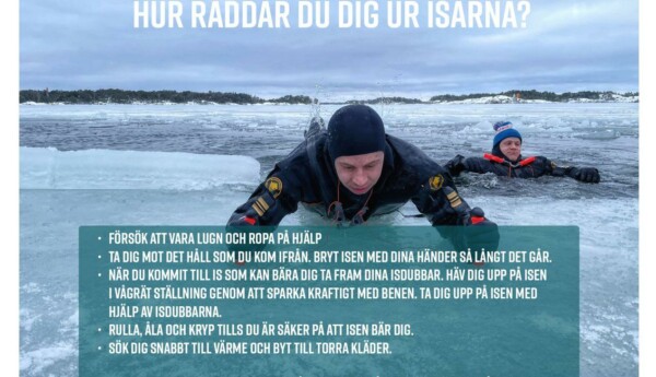 Man tar sig upp ur isvak