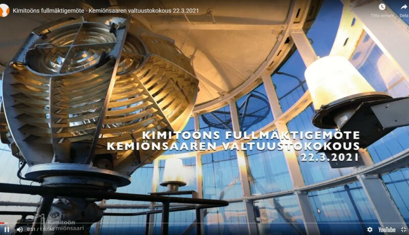 Titelsida för ett fullmäktigemöte på distans