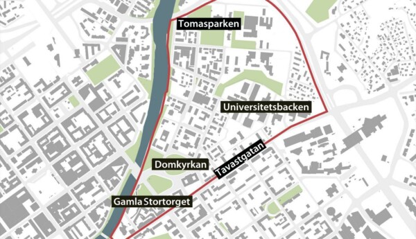 Karta över Åbo historiska kvarter