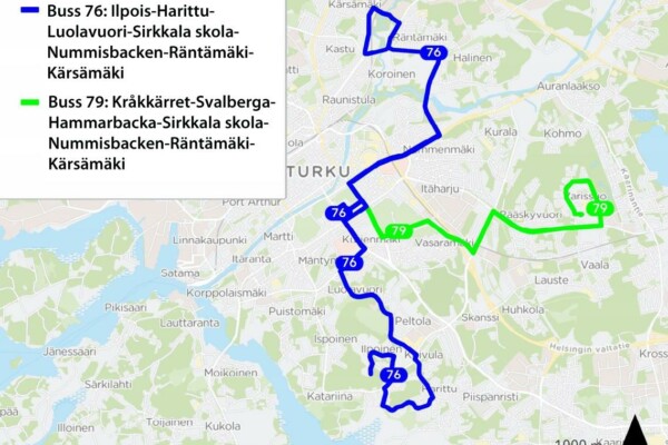 Karta med bussrutter