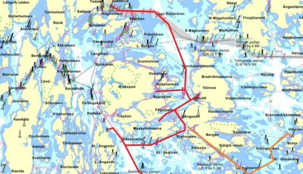 Karta över öppnad farled