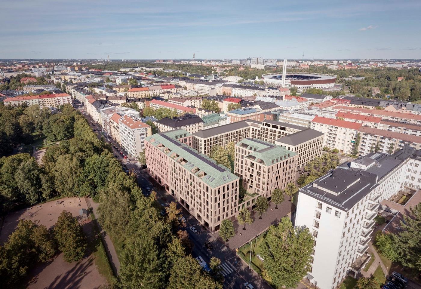 en flygbild över ett kvarter