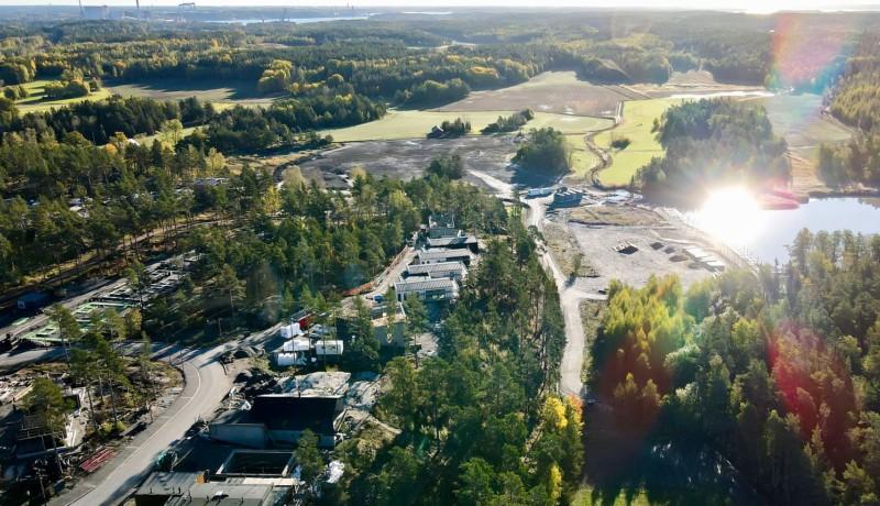 Flygbild över småhusområde