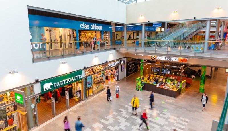 butiksyta, butiker och korridorer i ett köpcentrum