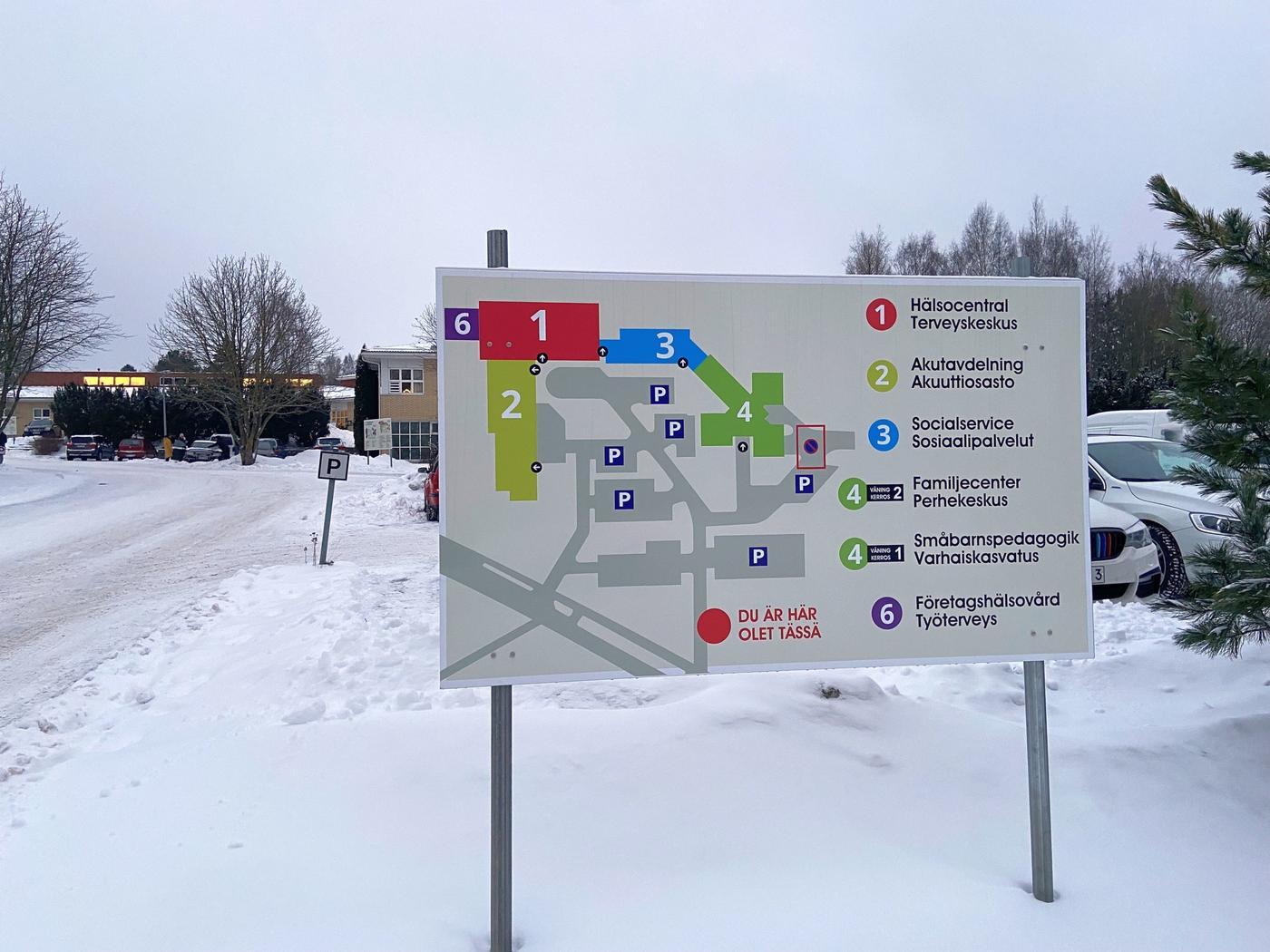 en guideskylt vid en hälsostation