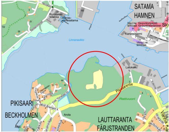 karta med röd ring