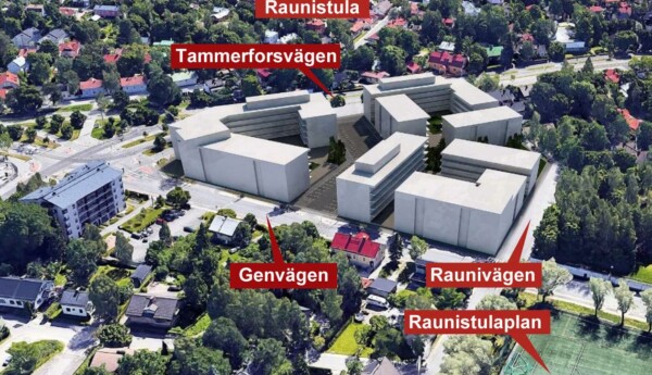 Skiss över nytt bostadsområde
