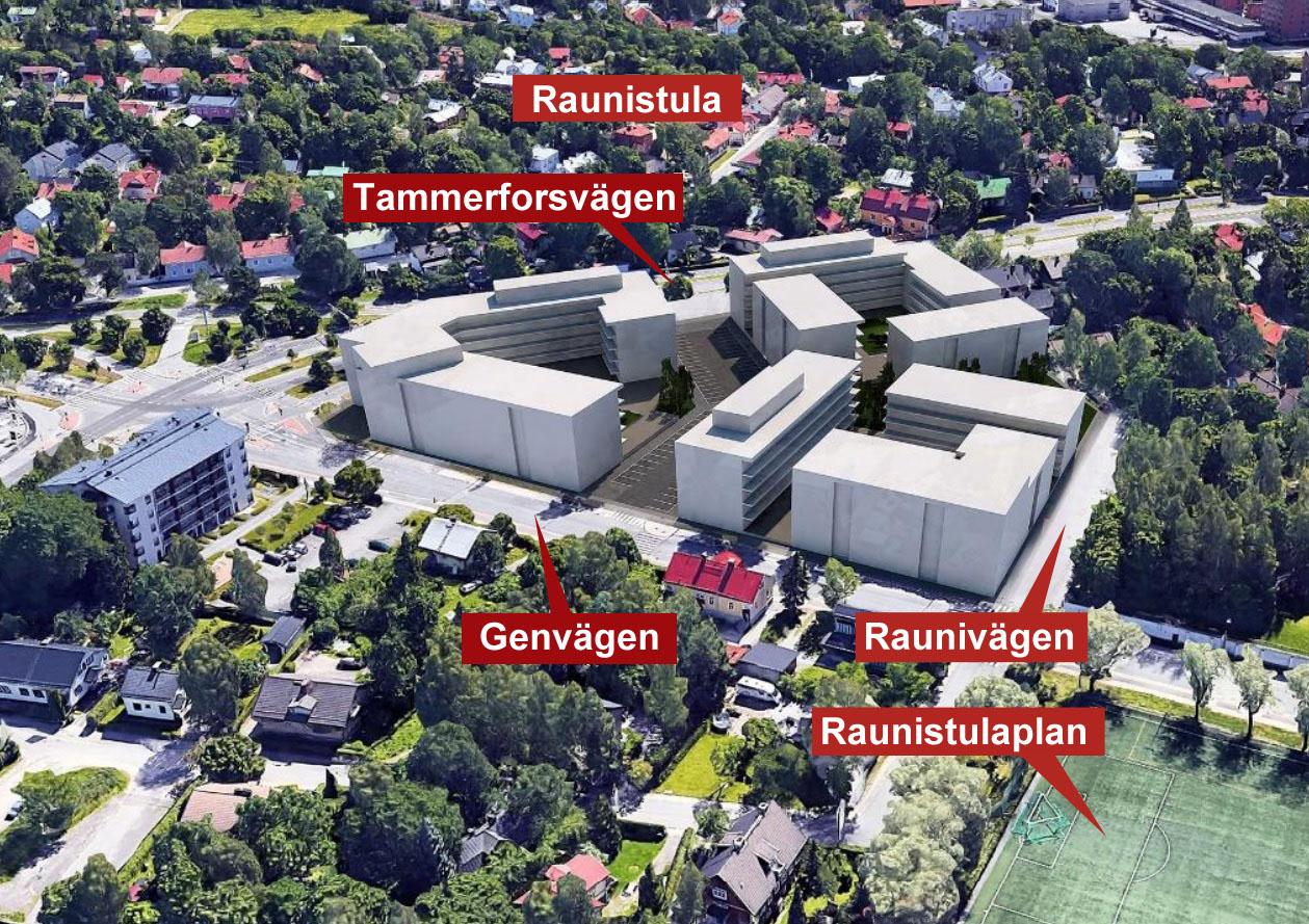 Skiss över nytt bostadsområde