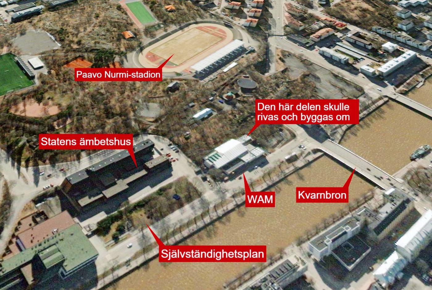 Flygbild över Aura å och Åbo stad