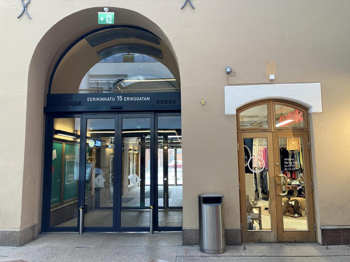 Second hand-butik i Hansakvarteret i Åbo.