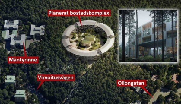 Vision om hur ett hus kunde se ut i en skogsklädd backe