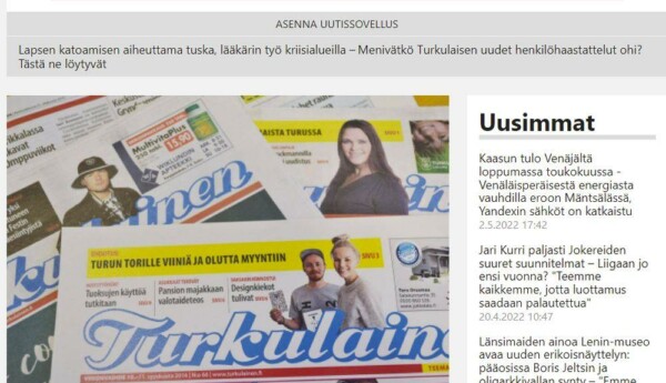 En tidnings webbplats.