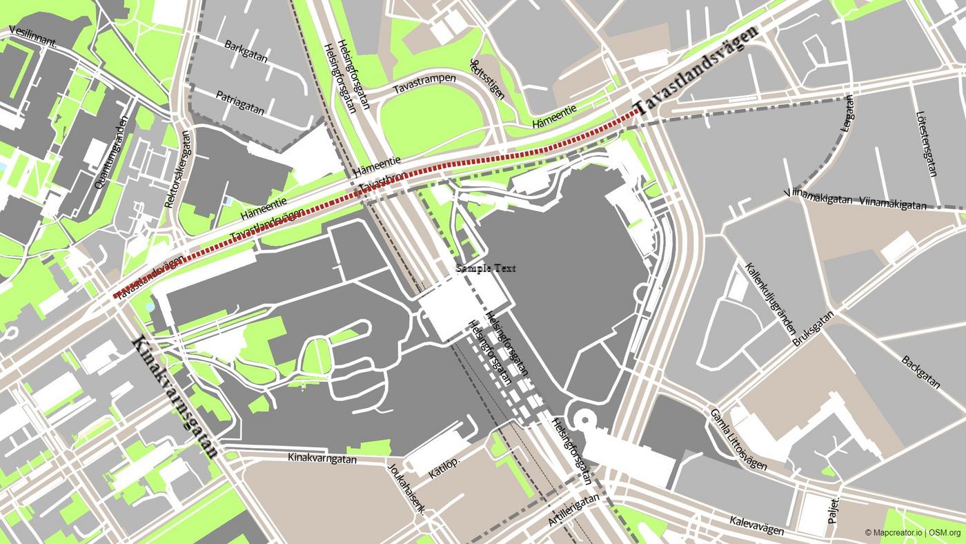 Karta med cykelväg utmärkt.
