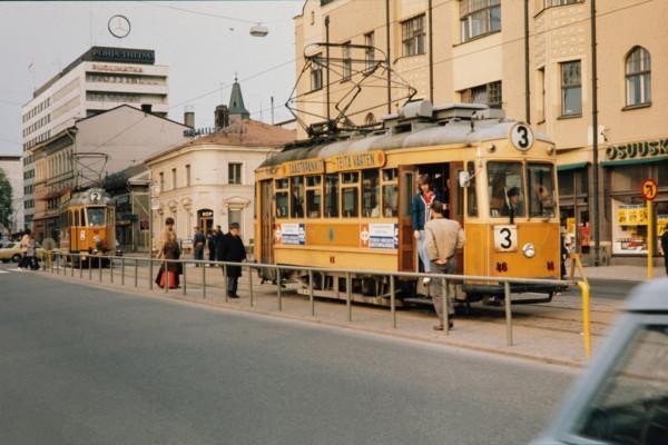 En gammal spårvagn i Åbo.