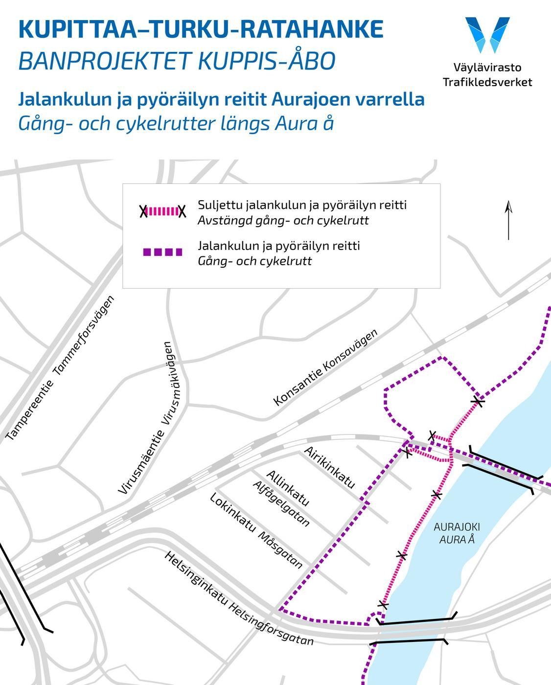 Karta över nya rutter
