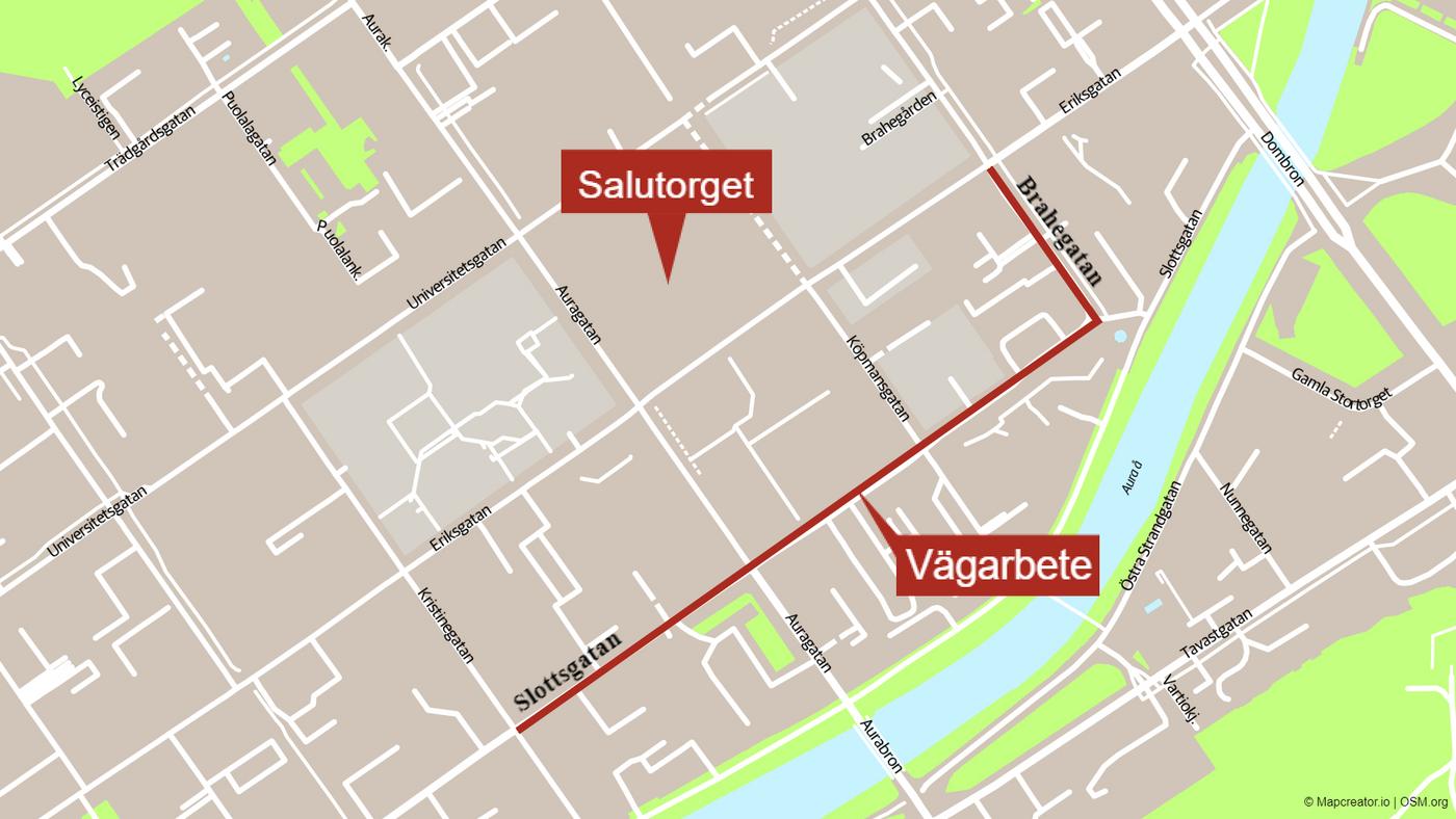 Karta med rödmarkerat vägavsnitt