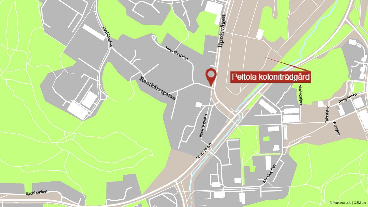 En karta med en ställe utmärkt.