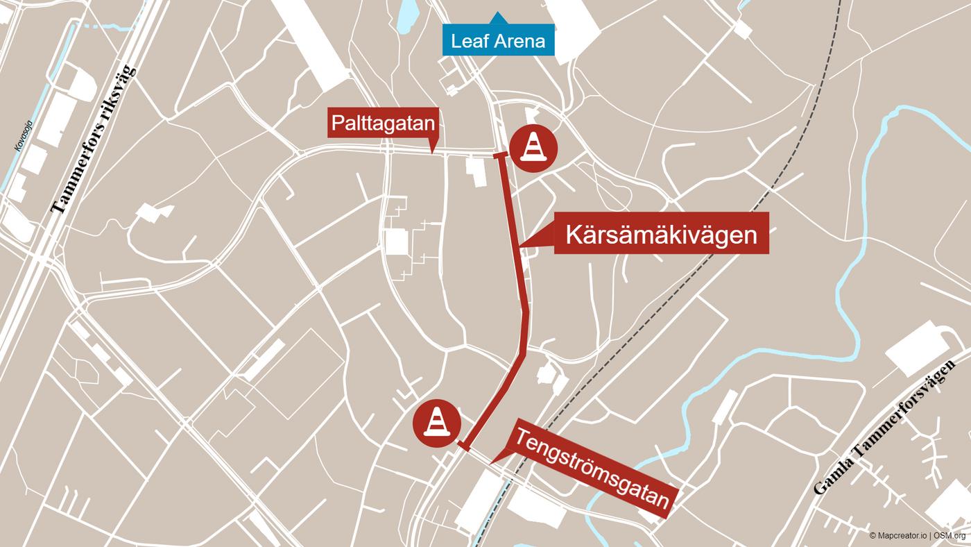 Karta över vägarbete
