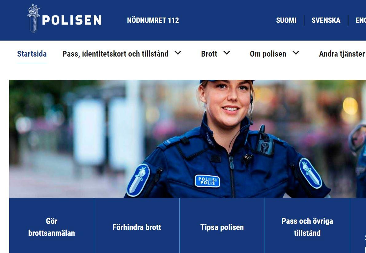 Skärmbild från Polisen.fi