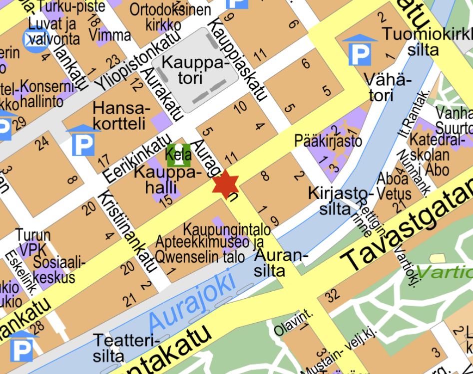 Vägkarta över Åbo centrum