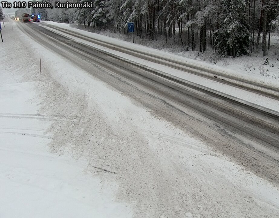 vy av en snötäckt riksväg
