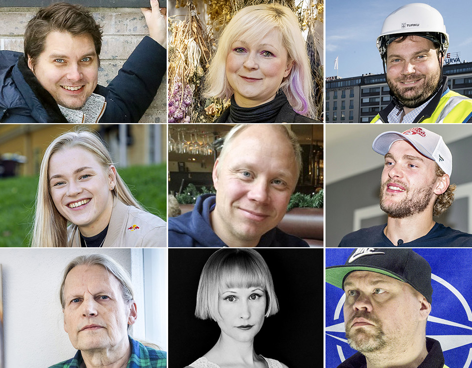 Flera små bilder på olika människor.
