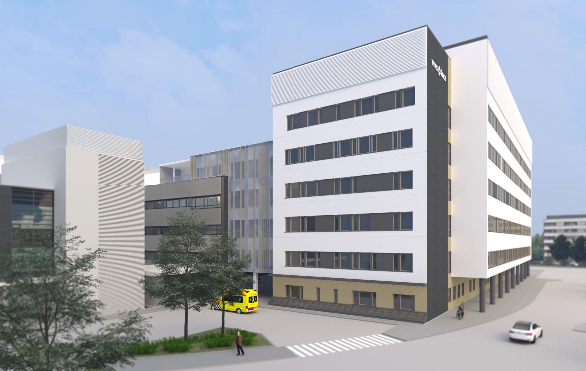 Illustration av tillbyggnad i sju våningar.