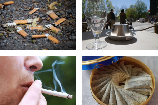 ett bildkollage med tobaksprodukter