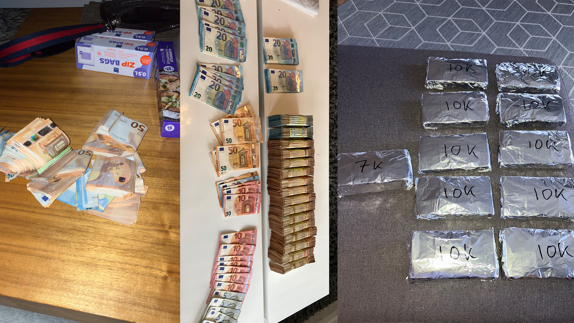 polisens bild av mycket pengar i samband med narkotikaaffär