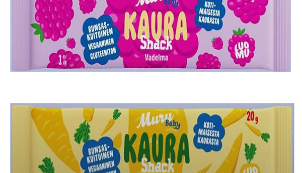 Produktbild på två havrebars i rosa och gult