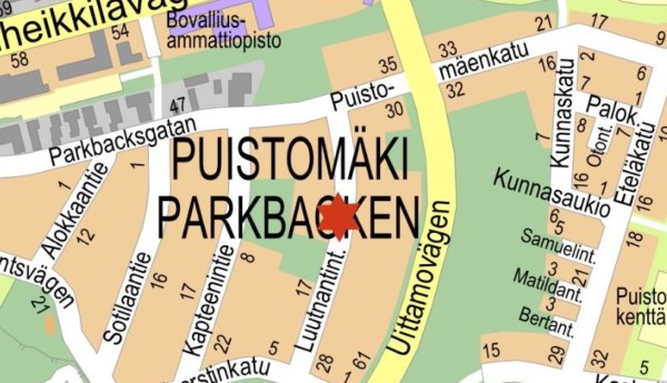 Karta över kvarter i Åbo.
