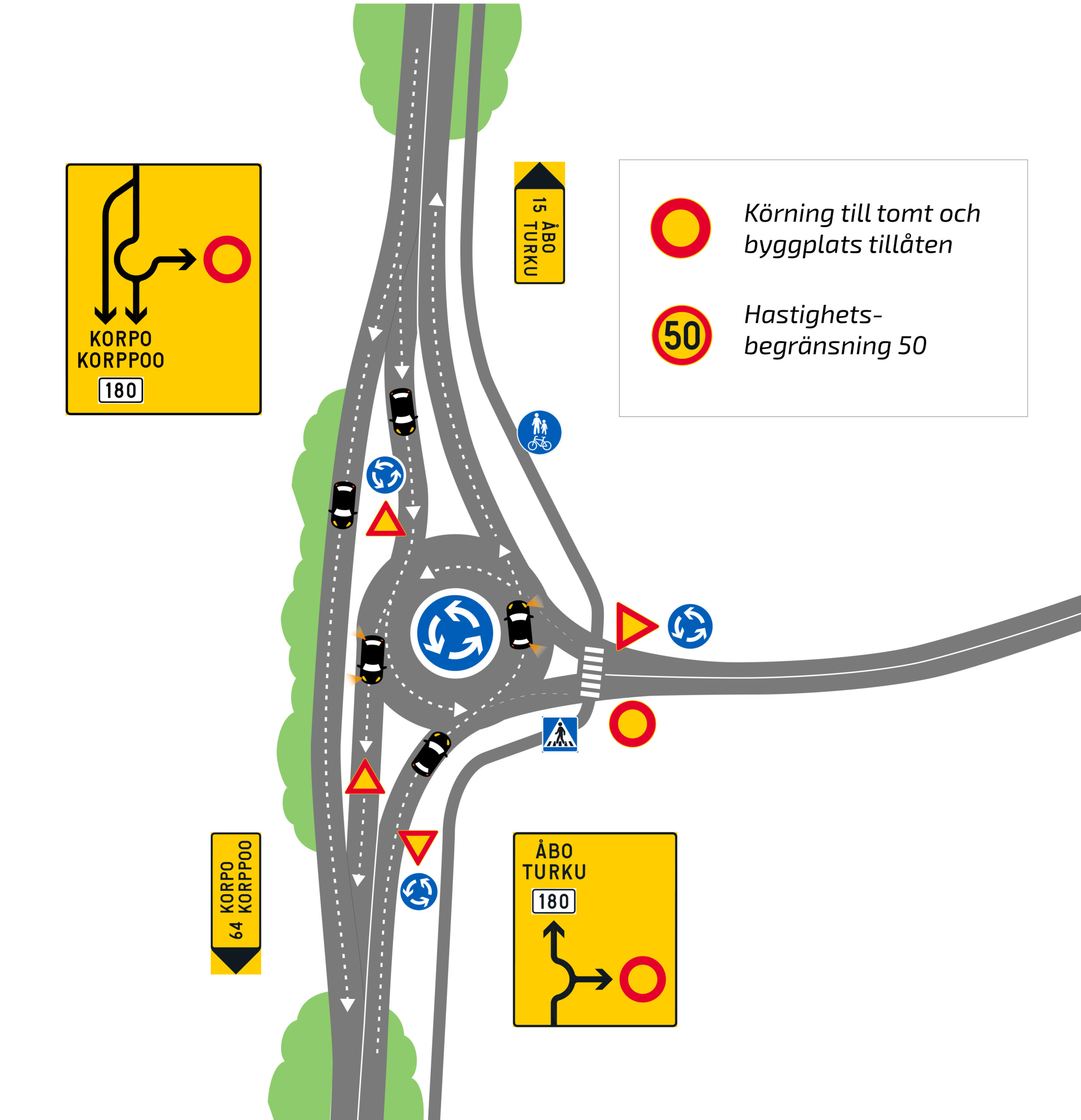 en kartgrafik över en tillfällig trafiklösning