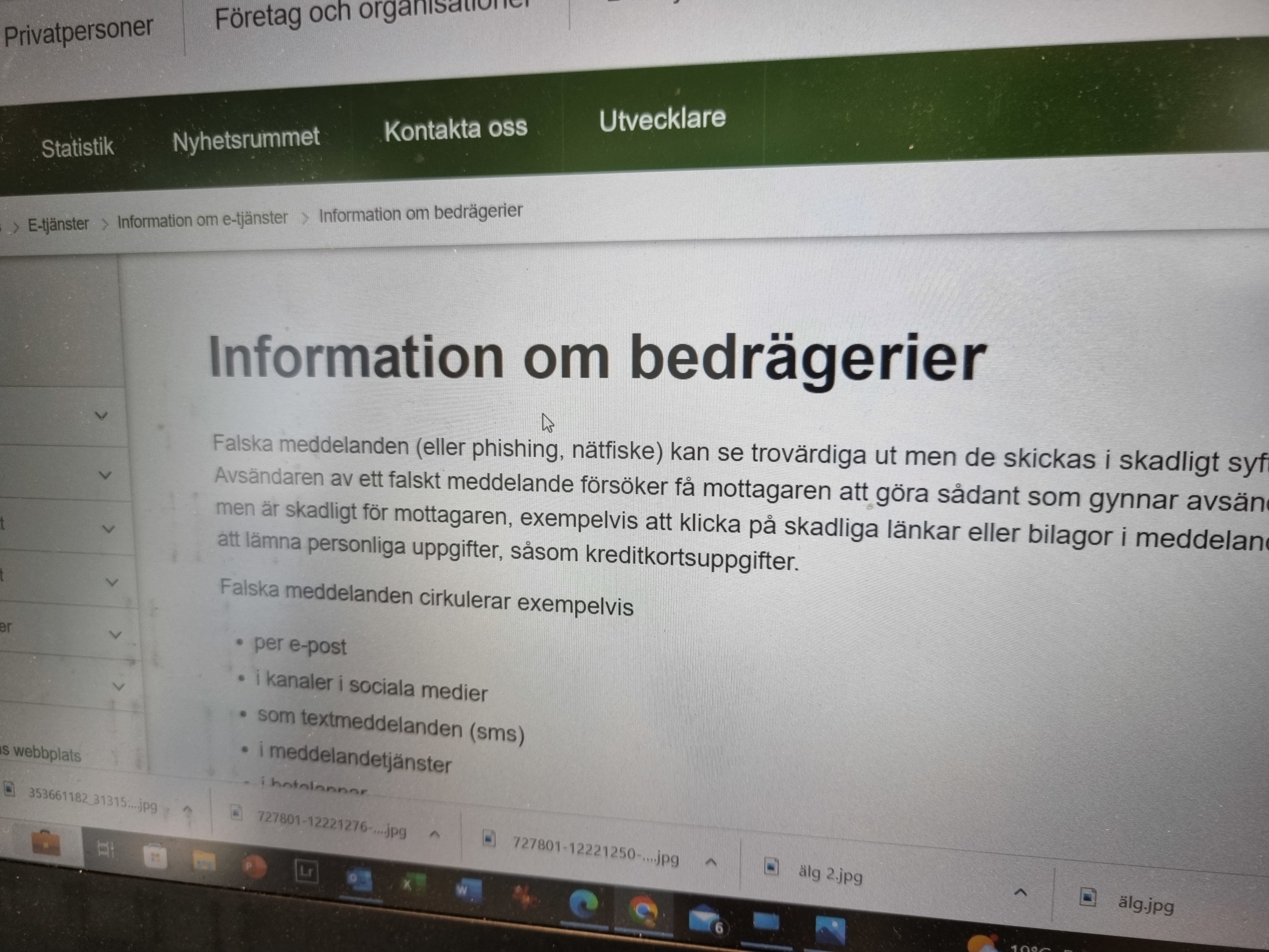 en webbsida med mycket text