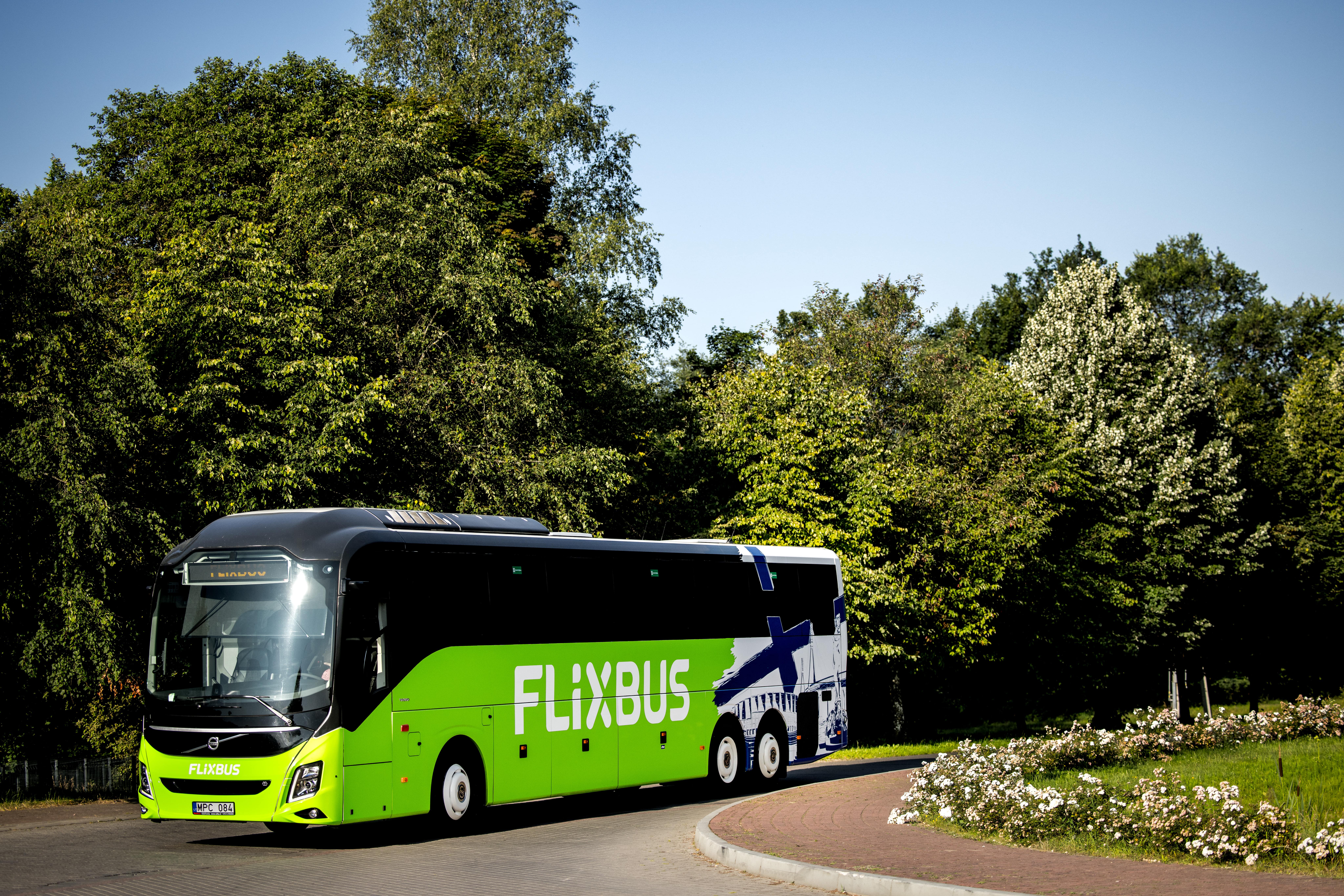en grön buss på en landsväg