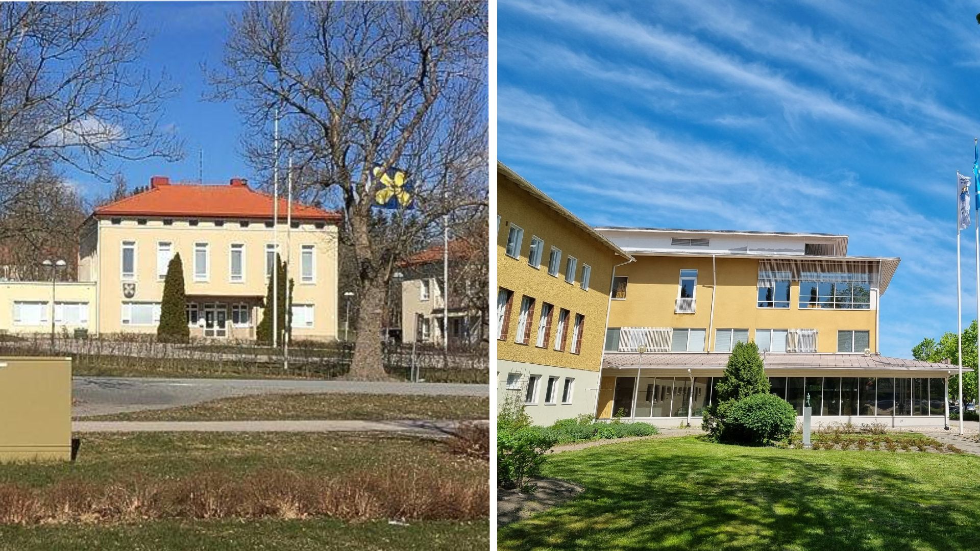 Collage av två kommunhus