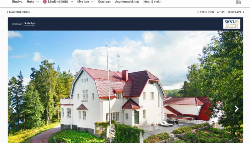 en skärmdump på en bostadsannons med en stor jugendvilla