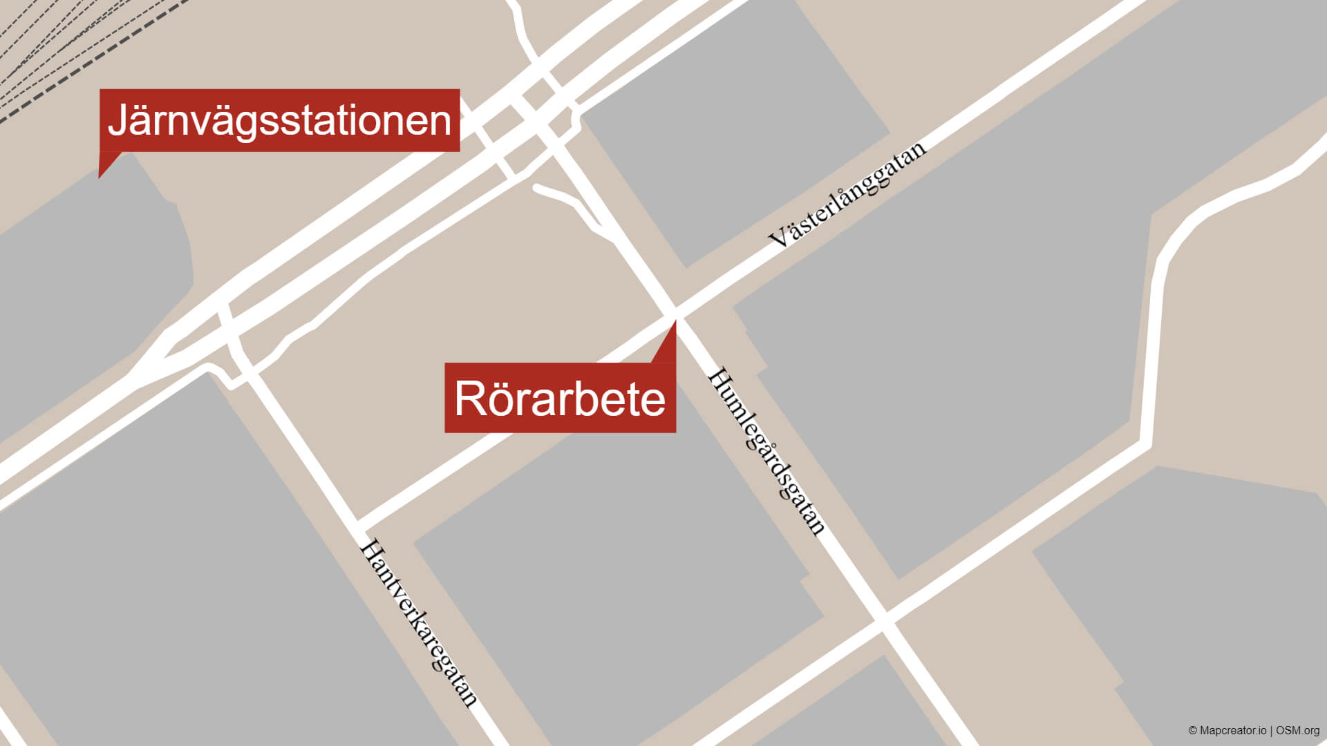 Vägkarta med röda markeringar