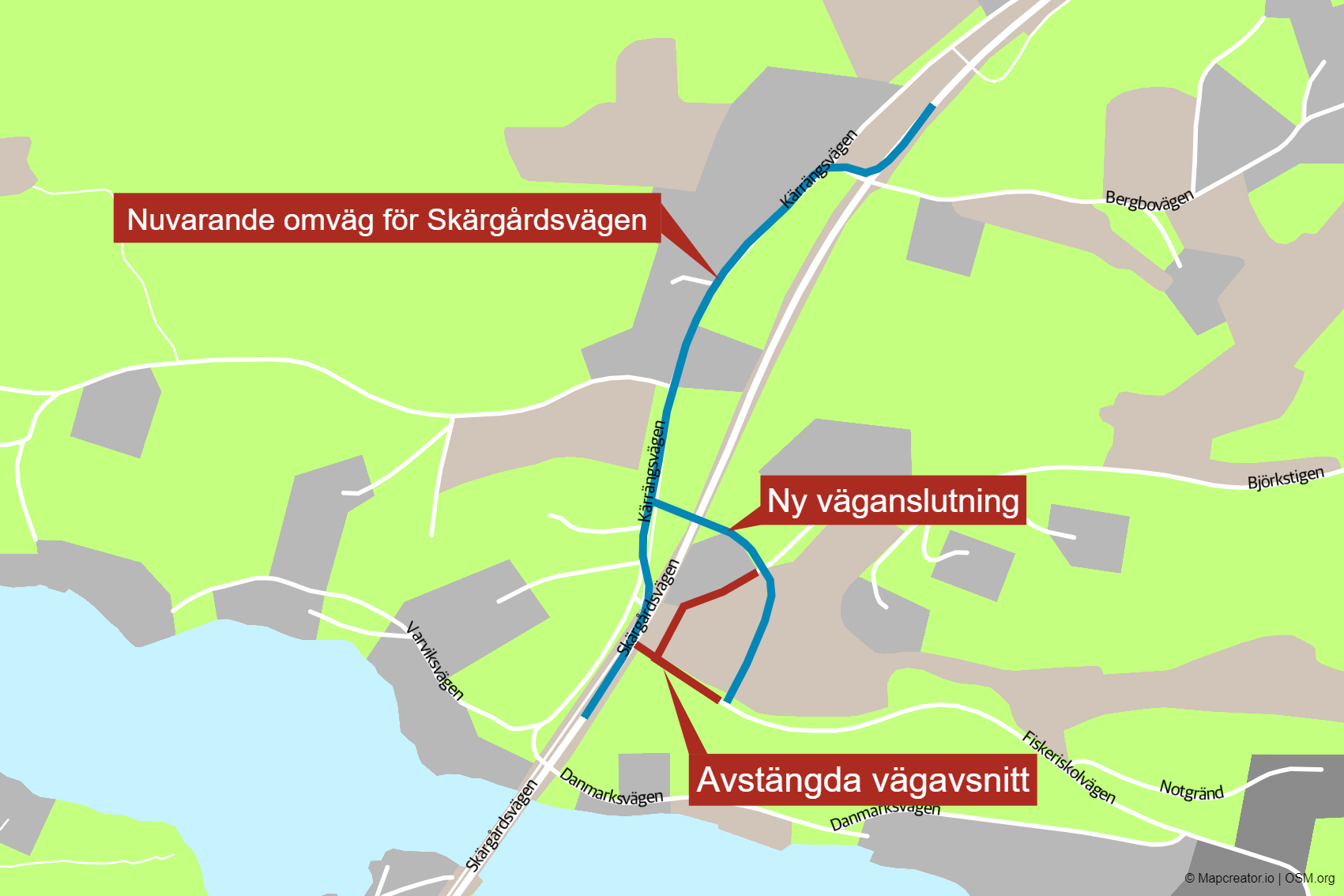en karta över tillfälliga trafikarrangemang